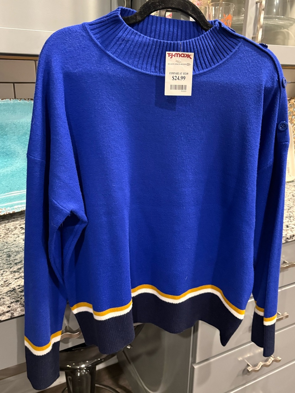 NWT Blue Stripe Accent Women's Sweater